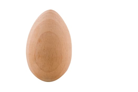 font view of wooden egg on white background