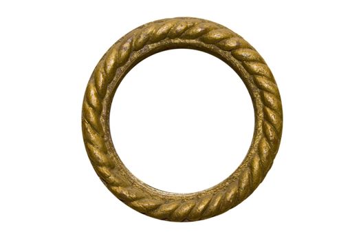 front view of old round frame on white background