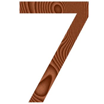 Wooden number 7 isolated in white