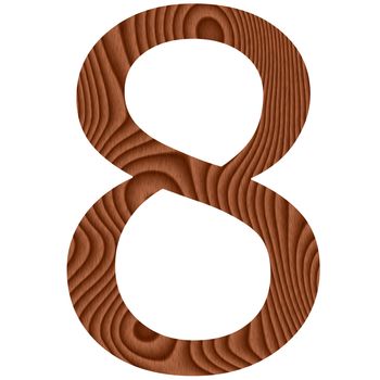 Wooden number 8 isolated in white