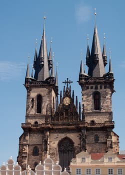 Twin towers of Tyn cathedral in Prague