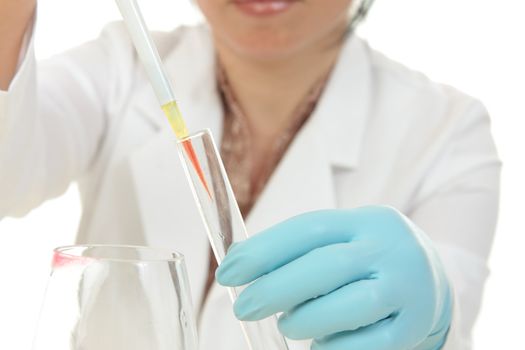 A female forensic scientist at work.