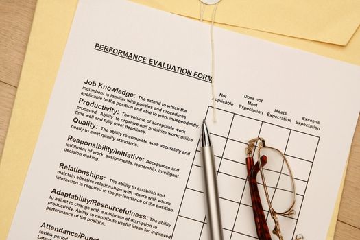 this is a close up image of an employee performance evaluation form