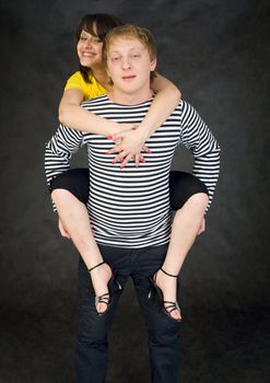 Pair of lovers on the black background