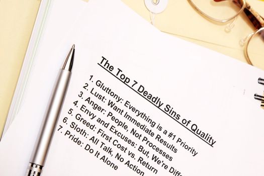 The top 7 deadly sins of quality concept