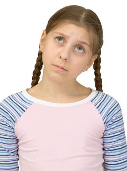 Portrait of the sad girl in a T-shirt