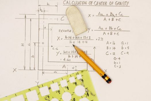 Center of Gravity Calculation - concept for engineering in the oil and gas industry.
