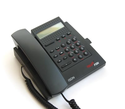 black digital(ISDN) telephone on the white background  