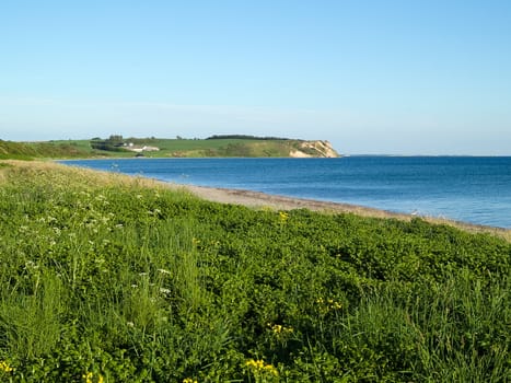 Seascape seashore bay landscape background Assens Denmark      