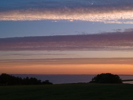 Dramatic majestic colorful sunset over the sea ocean