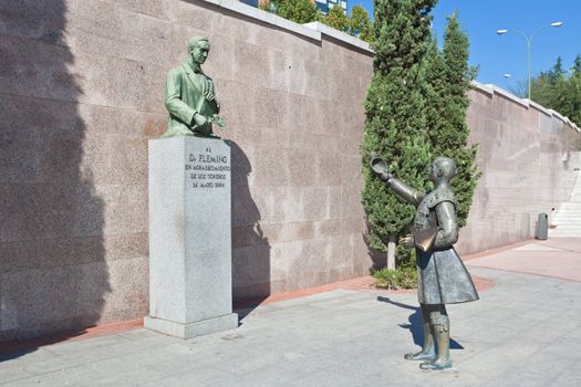 sculpture in front of Bullfighting arena Plaza de Toros in Madrid,