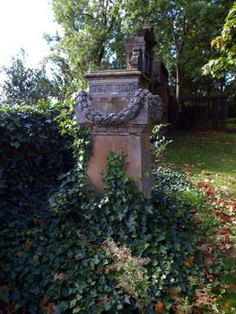 A gothic tomb in an ancient churchyard