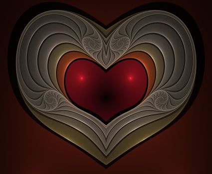 Digital generated and rendered fractal heart