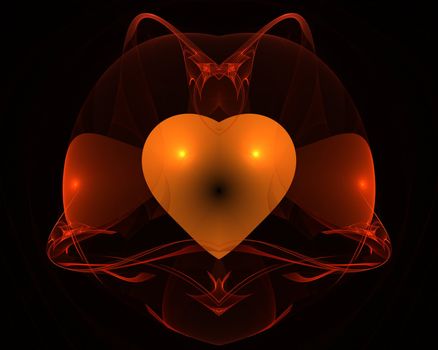 Digital generated heart shape. Made with fractals and flames