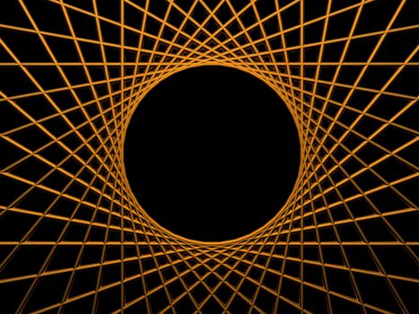 background illustration - golden net on black background with round hole