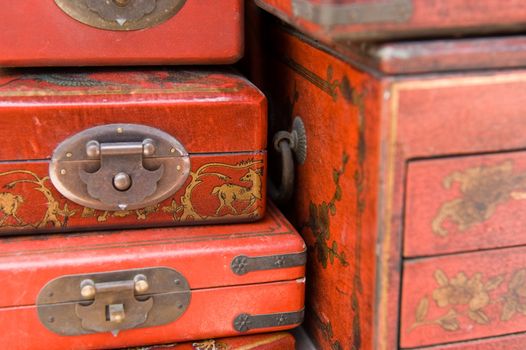 Red Antique Chinese Boxes