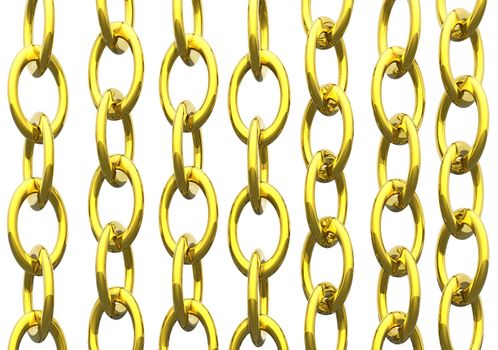 gold chains on white background