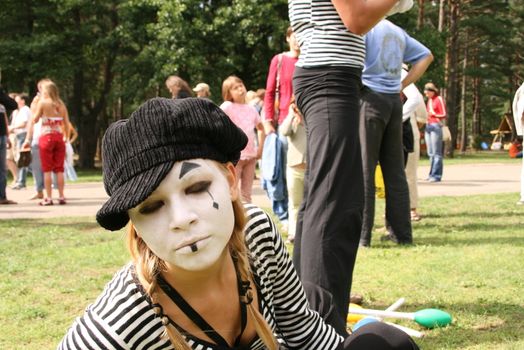 Mimes entertaining public at Positivus AB Festival in Salacgriva, Latvia, 27 July 2007