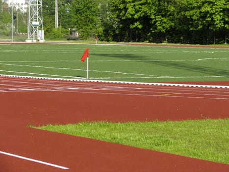 Soccer field and flag