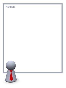 play figure with red tie and background for notes