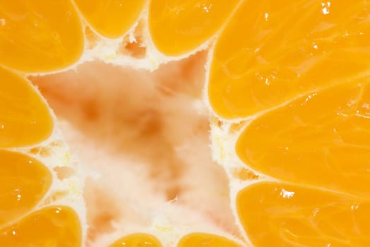 orange ripe mandarin by macro lens