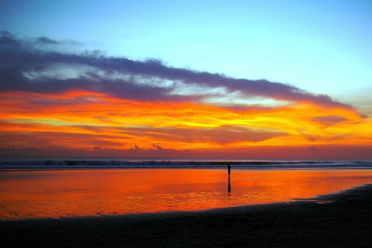 Sunset at Double Six beach, Bali, Indonesia.