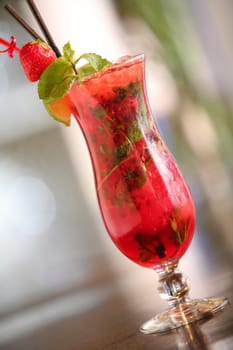 Drink, Red Mohito with Strawberries and Spearmint