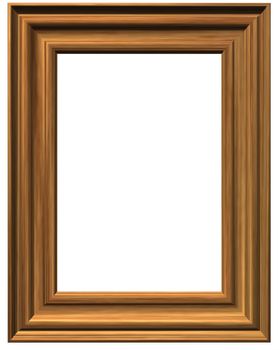 wooden pictureframe on white background