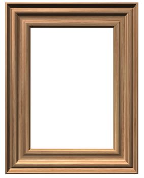 wooden pictureframe on white background