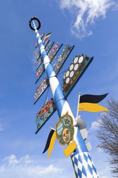 An image of a typical maypole in Munich Germany