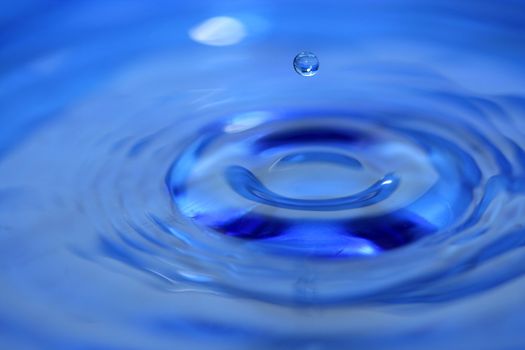 A Blue water droplet falling