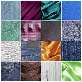 Different fabric textures in close-up