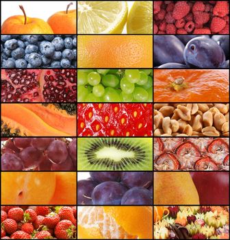 Assortment of delicious fruit textures oin close-up