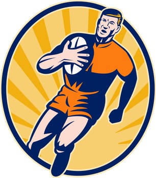 illustration of a Rugby player running towards you