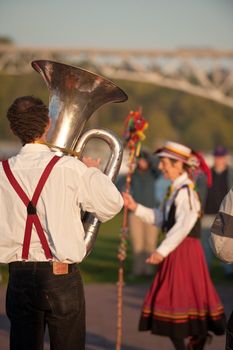 sunrise May day Morris dancing at Gas Works Park. Seattle