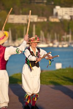 sunrise May day Morris dancing at Gas Works Park. Seattle