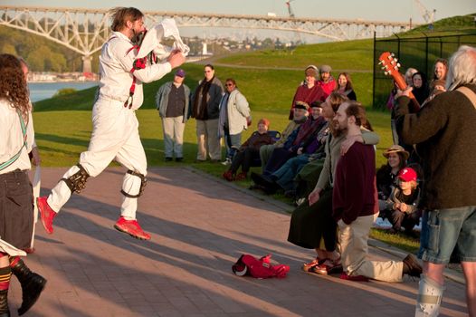 sunrise May day Morris dancing at Gas Works Park. Seattle