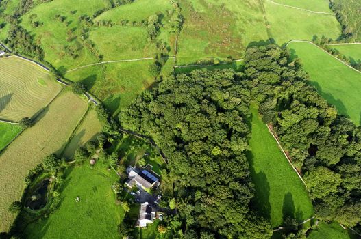 View from hot air balloon in the Lake District National Park Cumbria England