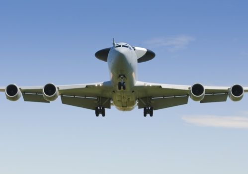 RAF WADDINGTON 19 JULY UK: Royal Air Force Boeing E3-D Sentry AEW.1 AWACS landing at RAF Waddington UK 19 JULY 2010