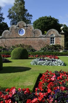 Formal gardens at Erddig Hall in Wrexham Wales UK