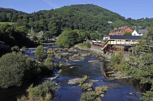 View of Llangollen in Denbighshire Wales UK