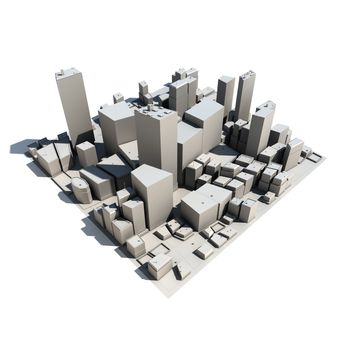 3D cityskape model at daytime - shadow cast