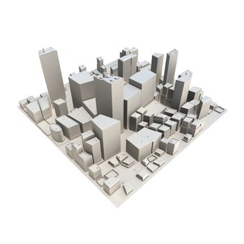 3D cityskape model at daytime - no shadow