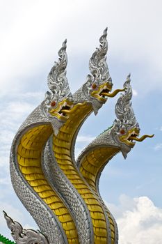 Three naga head in thai temple