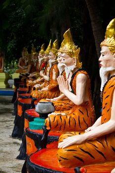 Ascetic statue in Thai style molding art in Temple Thailand