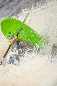 Kayak freestyle on whitewater, Russia, Msta, may 2010