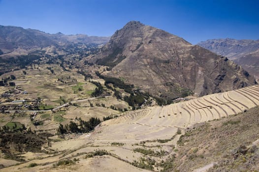 Pisac ruins - Peruvian Terraced Landscape in the Sacred Valley - Best of Peru