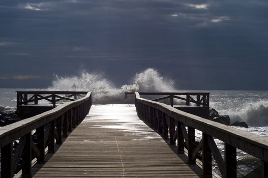 Wooden Pier in Winter sea