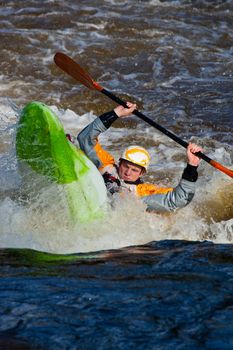 Competition of kayak whitewater freestyle, Russia, Akulovka