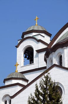 Sveti Sava cathedral over blue sky in Belgrade, Serbia